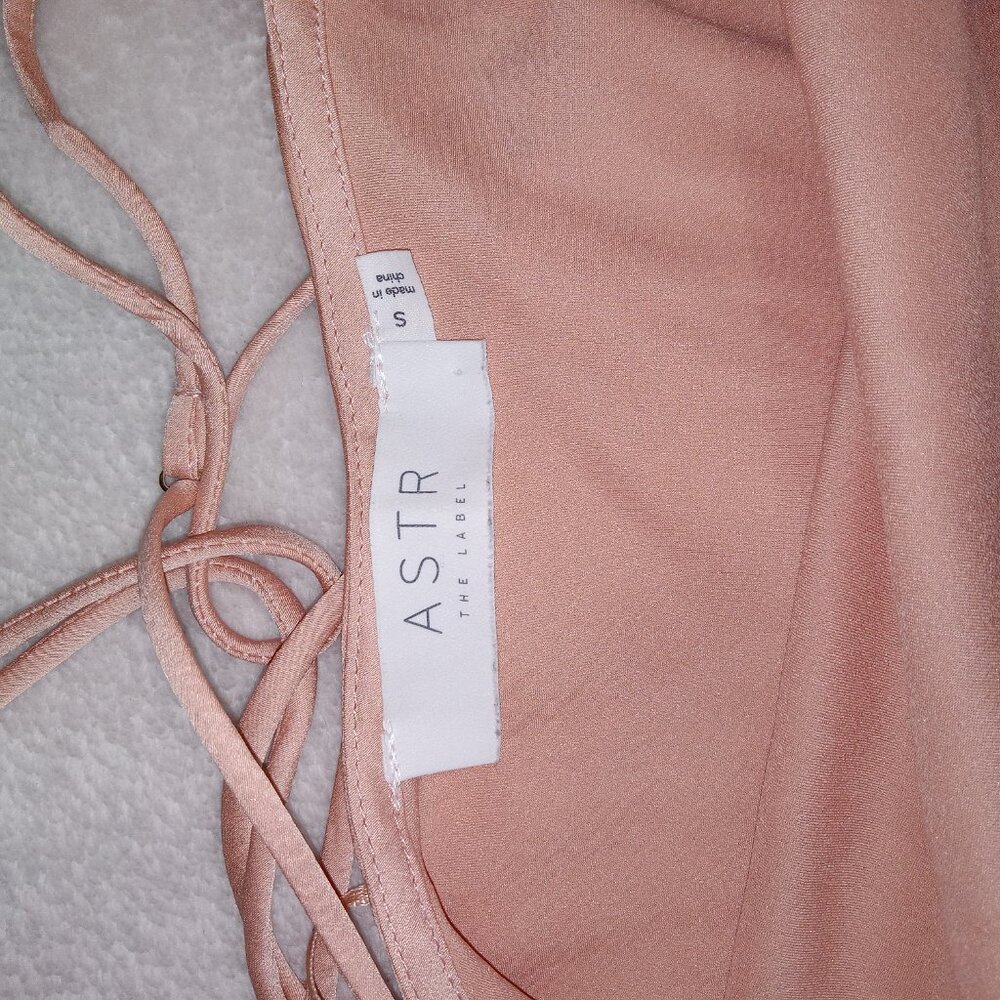 ASTR The Label Satin Cowl Neck Midi Dress Blush Strappy Lace Up Back Slip S - Picture 12 of 13